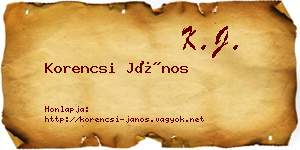 Korencsi János névjegykártya